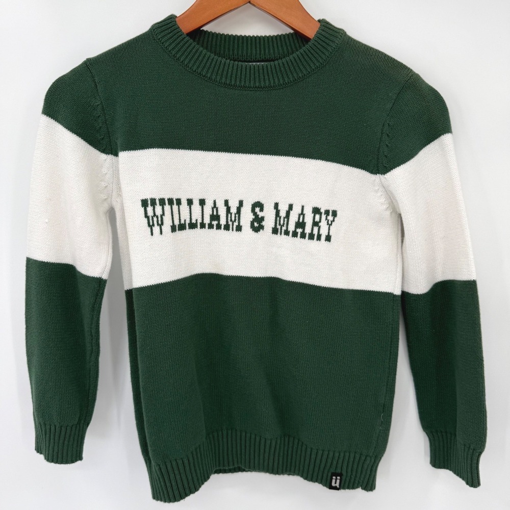 Bruzer Sweater Women L Green William & Mary Striped Collegiate Cotton Knit